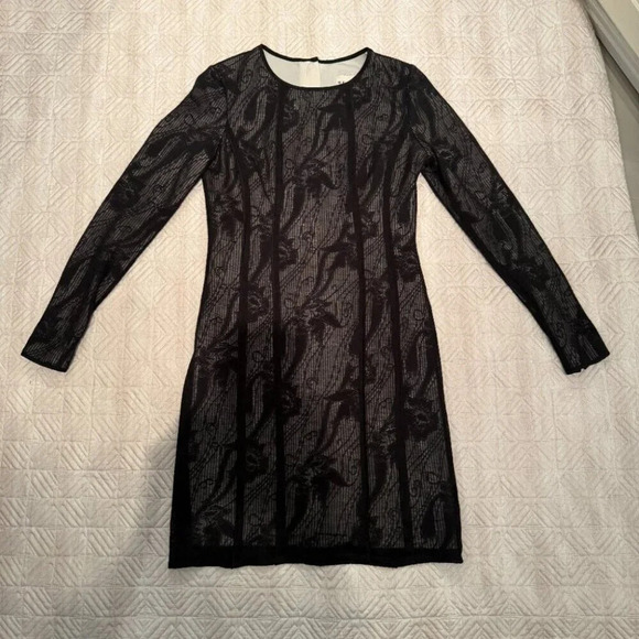 Black Embroidered Long Sleeve Holiday Dress, Reiss, US 2 - Picture 3 of 5